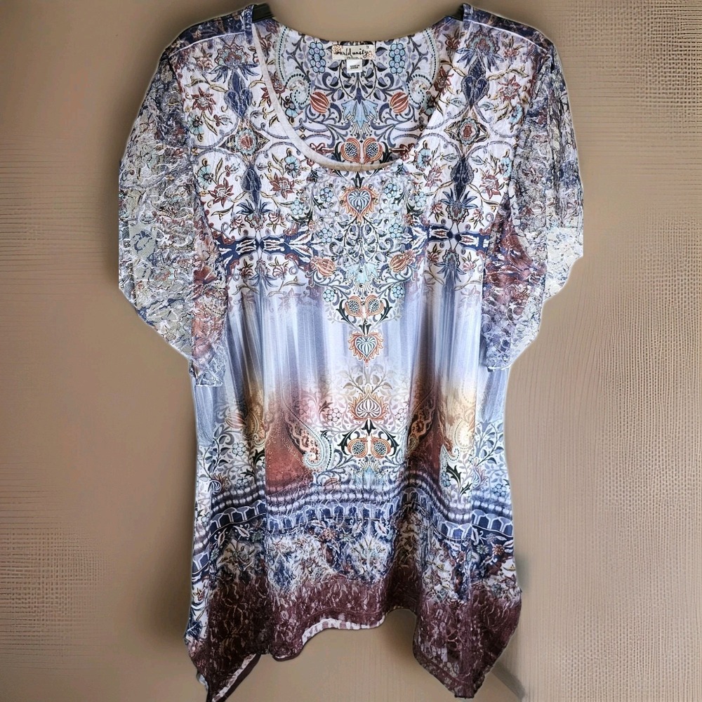 World Unity Printed Top Plus Women's Size 1X
